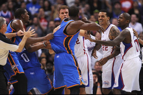Susistumdymas tarp „Clippers“ ir „Thunder“ žaidėjų