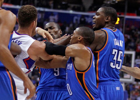 Susistumdymas tarp „Clippers“ ir „Thunder“ žaidėjų