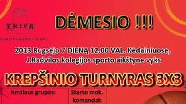 Kviečiame dalyvauti gatvės krepšinio turnyre