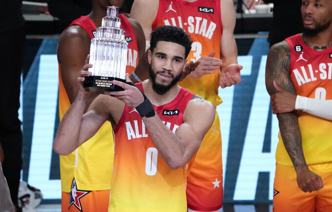 J.Tatumas ne tik tapo „Visų žvaigždžių“ mačo MVP, bet ir pateko į „Shaqtin' A Fool“ (Scanpix nuotr.)