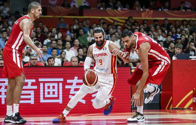 Ispanai beveik pusantro kėlinio buvo labai blankūs (FIBA nuotr.)